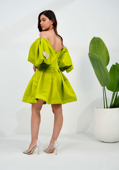 GINA lime-green corset dress