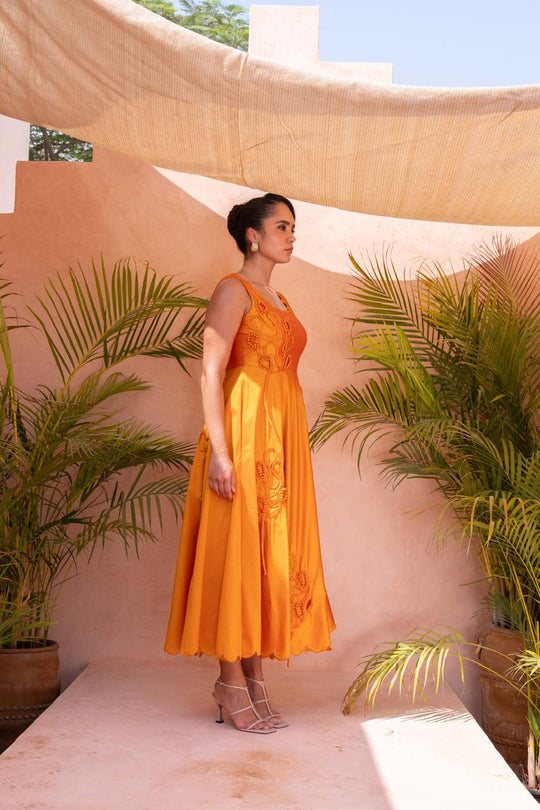 VELORA silk dress (tangerine)