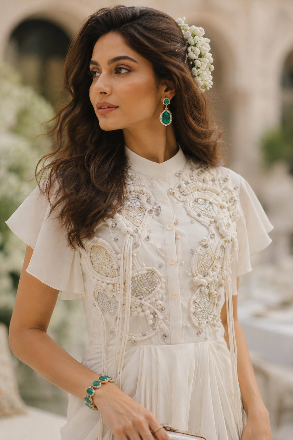 LAIRA Embellished draped Dress