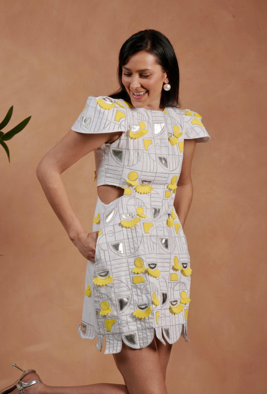 SOLAR Metallic Applique Dress