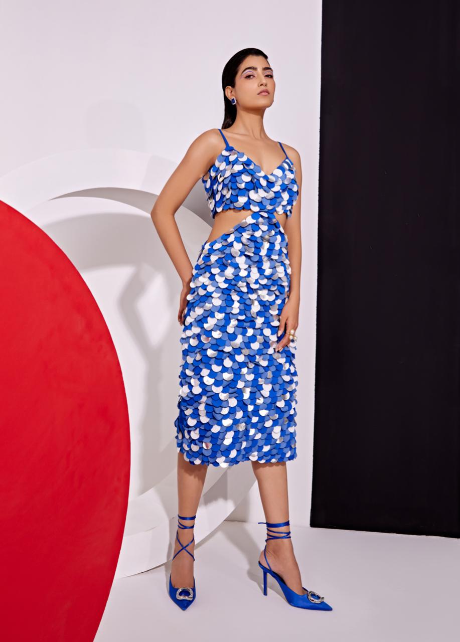 DISCO Circle Applique Side Cut Out Dress – Vidhi Wadhwani DISCO Circle Applique Side Cut Out Dress – Vidhi Wadhwani