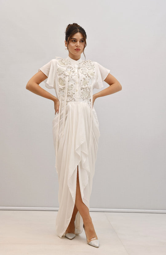 LAIRA Embellished draped Dress