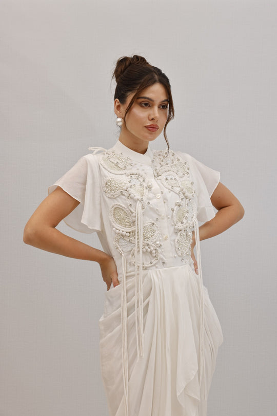 LAIRA Embellished draped Dress
