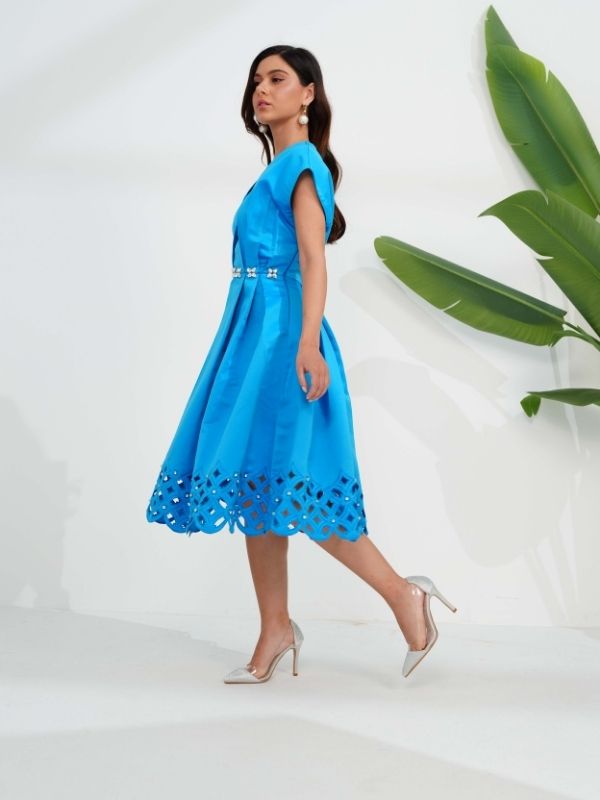 LIMA cutwork satin dress