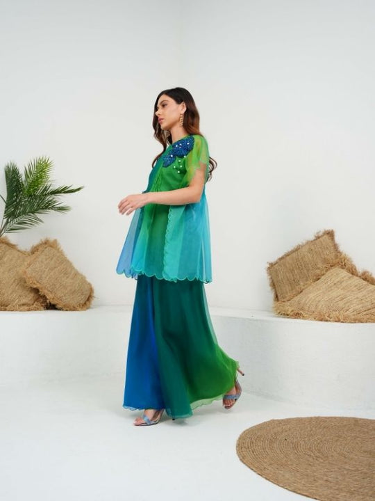 NINA scalloped tunic and flared pants