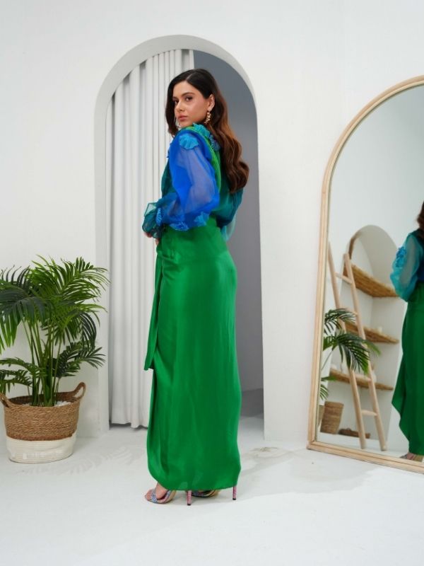 NYLA floral shirt with draped skirt