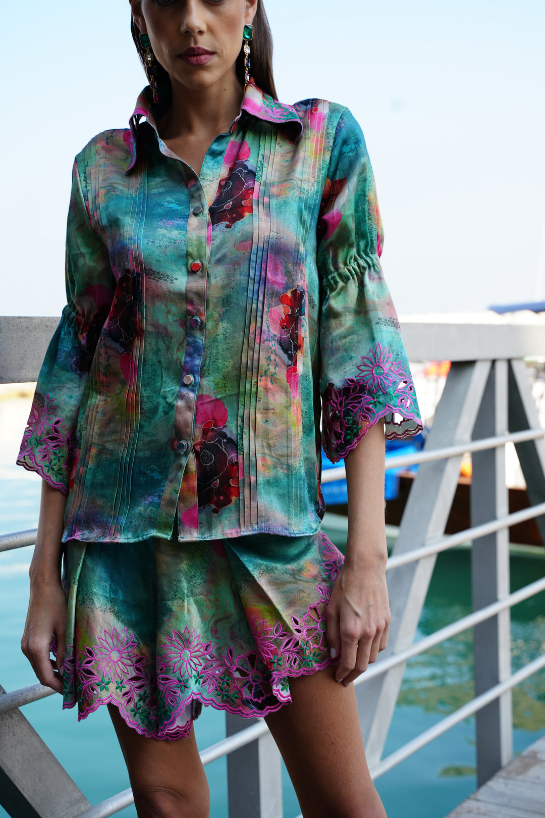 ULA Cutwork Shirt And Shorts