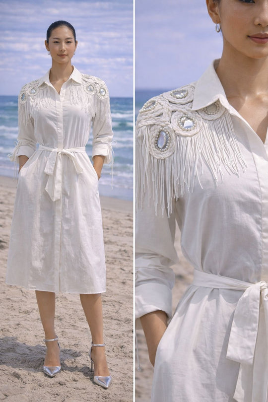 USHNA fringe Shirt-dress
