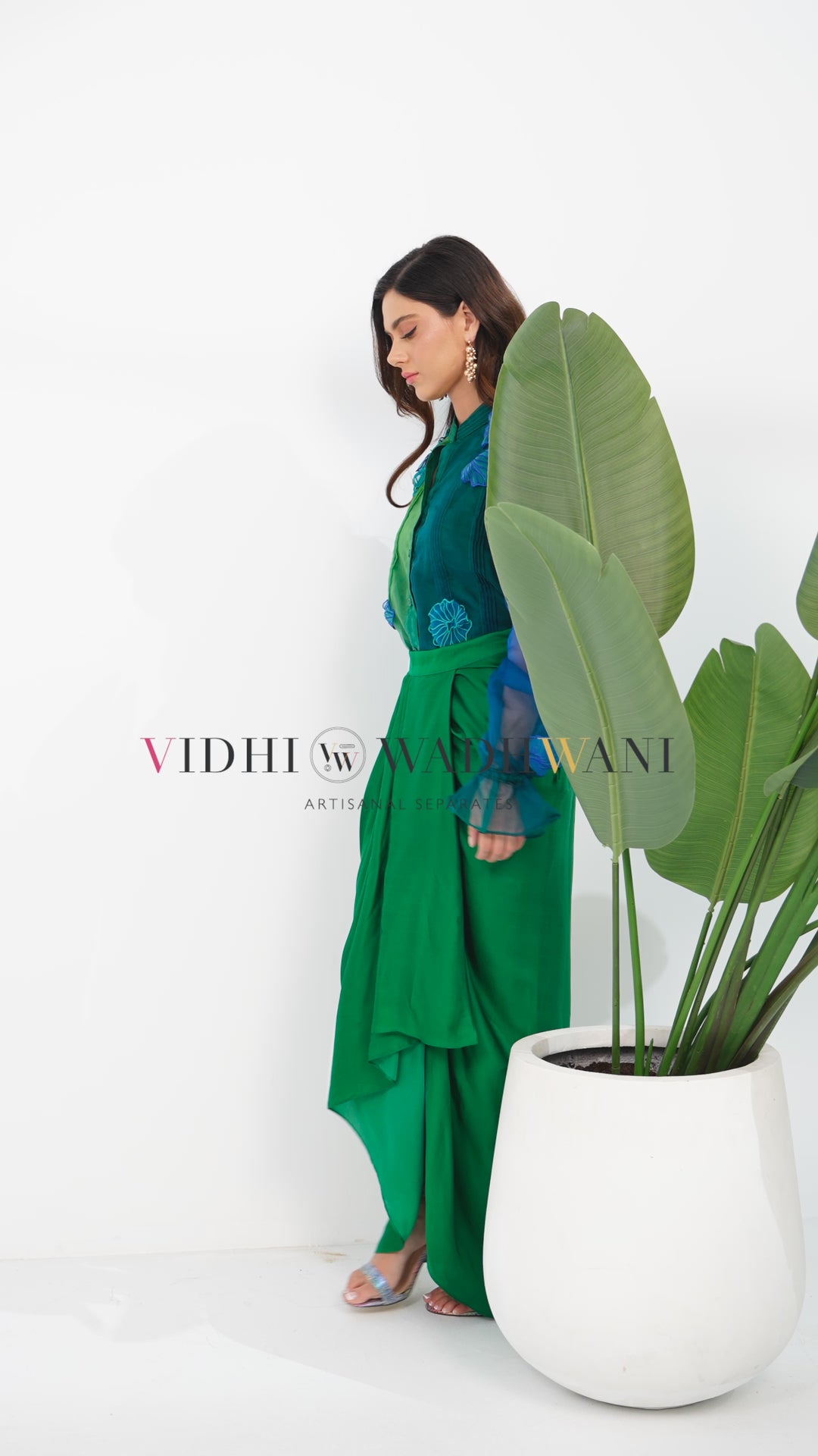 NYLA floral shirt with draped skirt