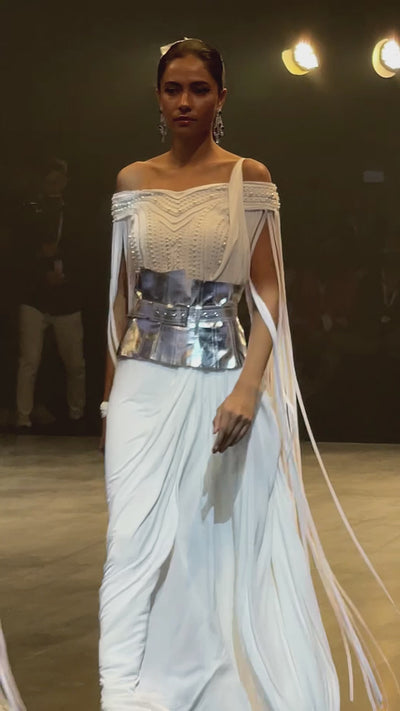 AYLA Draped Saree And Corset Belt