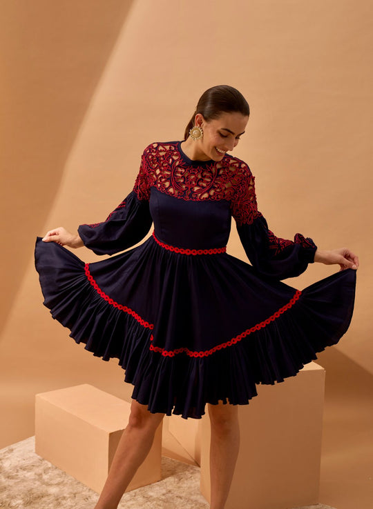 MARINA Cutwork Panelled Dress