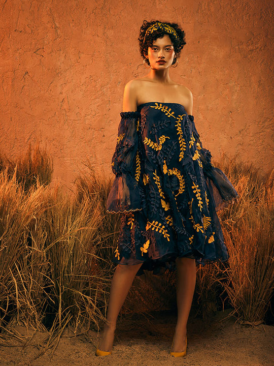 MOHA (B)Organza Dress With Appliqué Motifs