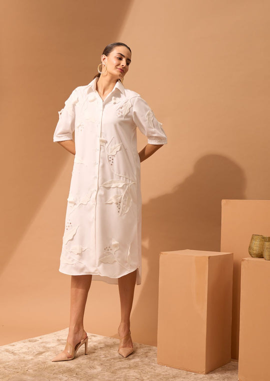 ALOHA 3D Appliqué Shirt-Dress