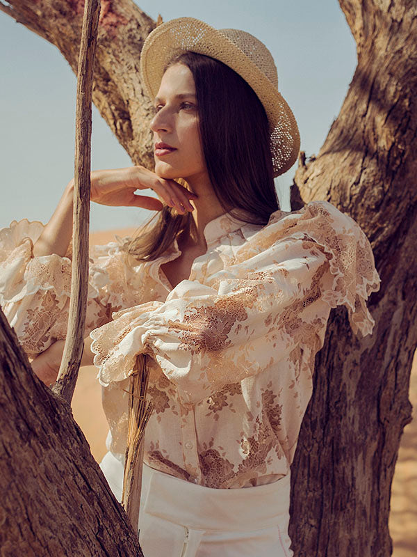 MAHE Chantilly Lace Cutwork Shirt