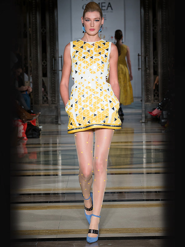 CRYS Structured Prism 3D Applique Dress