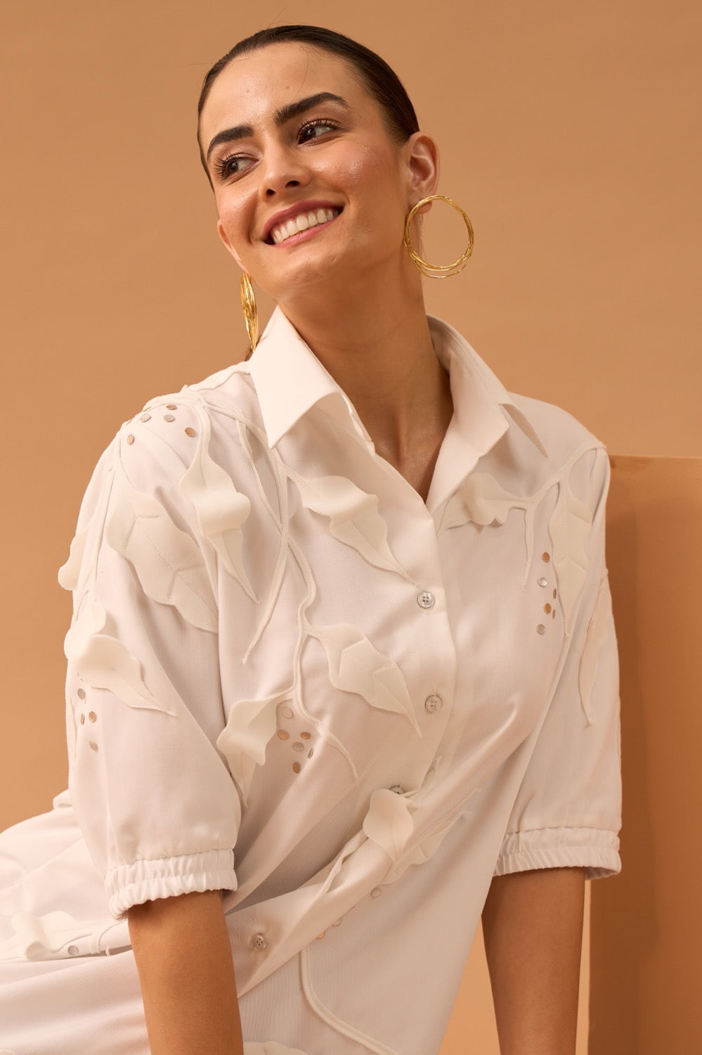 ALOHA 3D Appliqué Shirt-Dress
