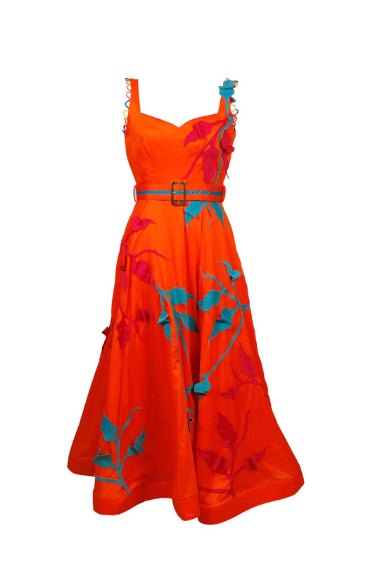 CAPRI Botanical Appliqué Midi-Dress