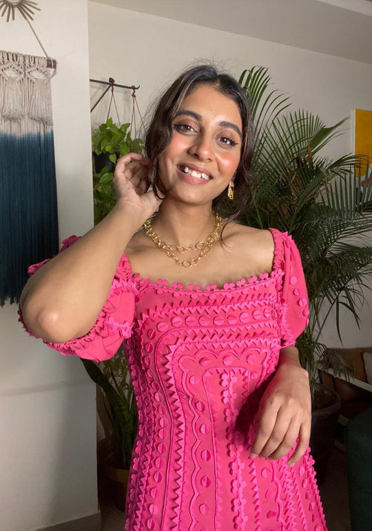 RANIA Sculpted Appliqué Dress