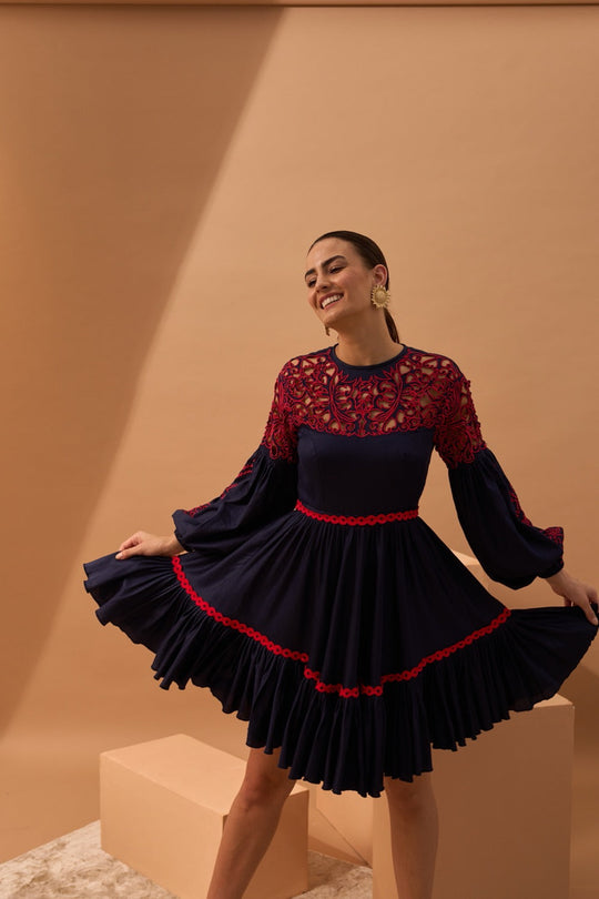 MARINA Cutwork Panelled Dress