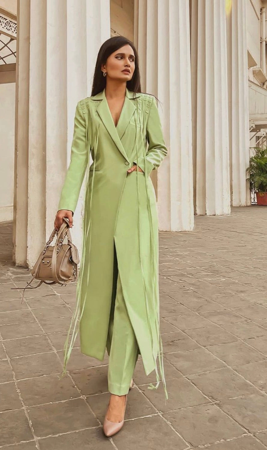 KOYA Fringe Blazer-Suit With Pants