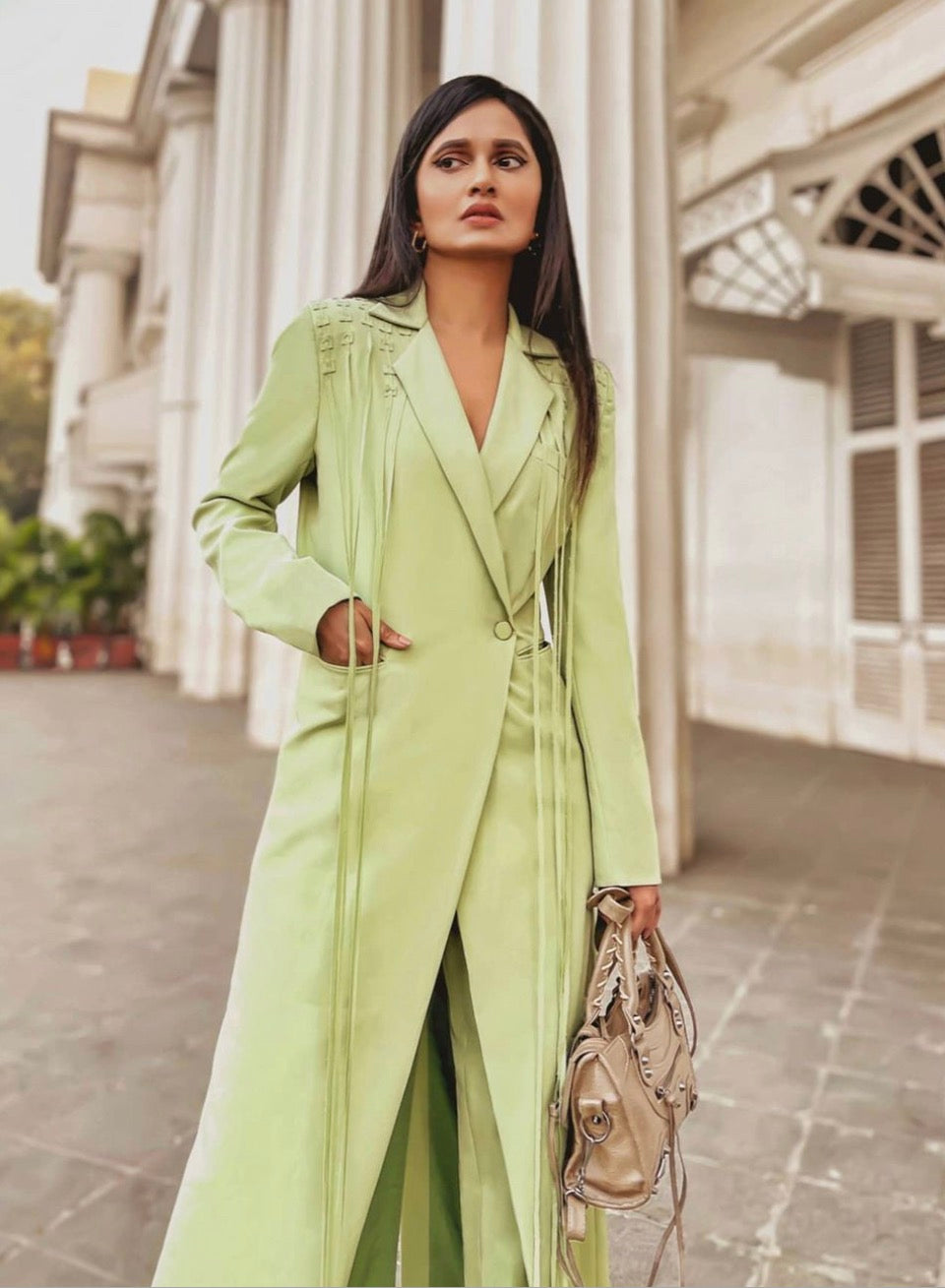 KOYA Fringe Blazer-Suit With Pants