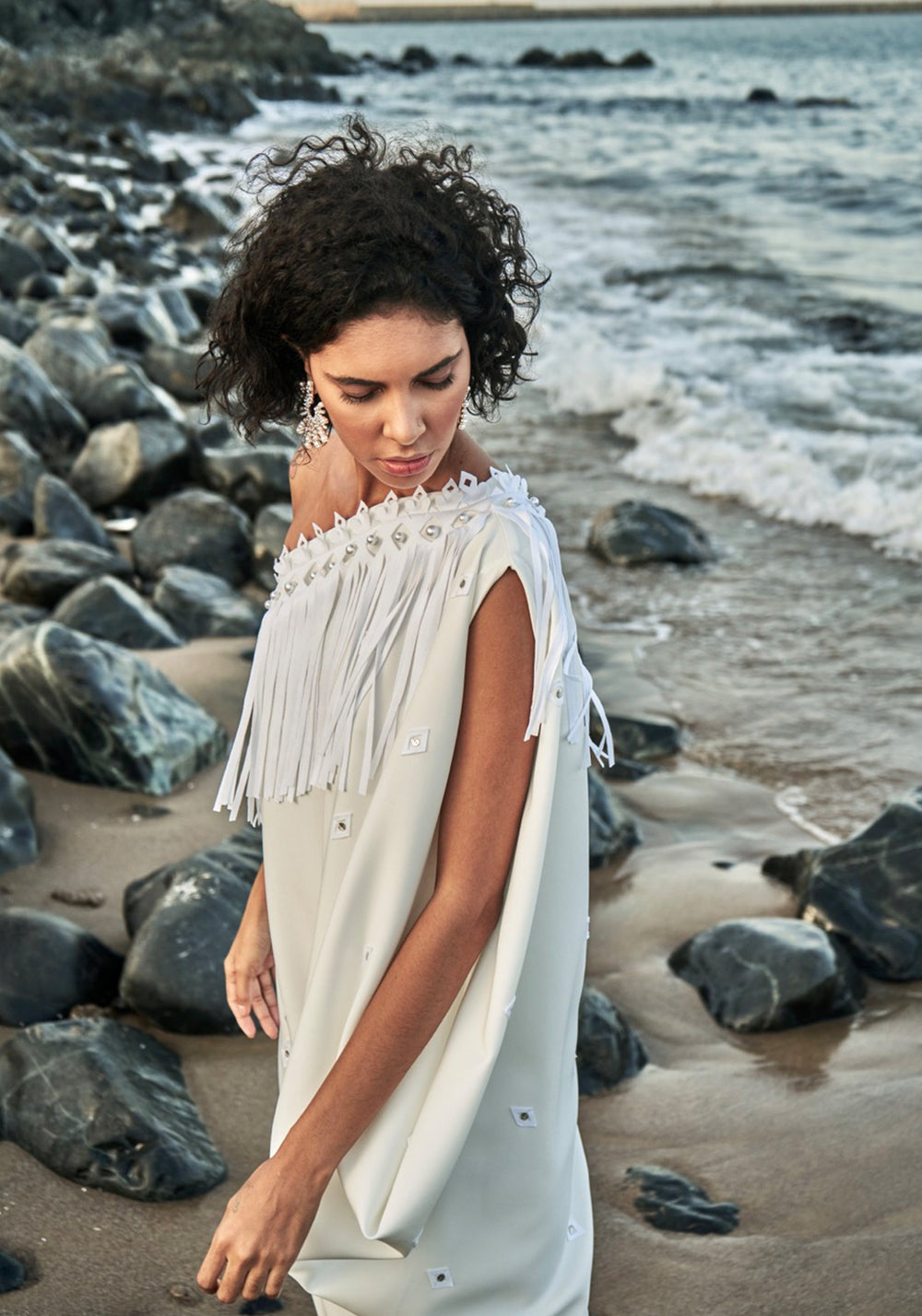 SWAY One-Shoulder Dress With Appliqué Motifs