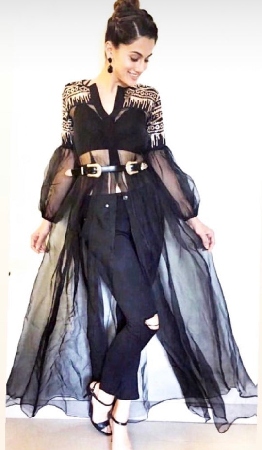 NICHE -1 Organza Jacket With Gold Leather Cutwork