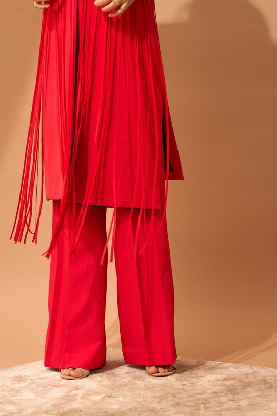 MILA Fringed Trench And Pants Set