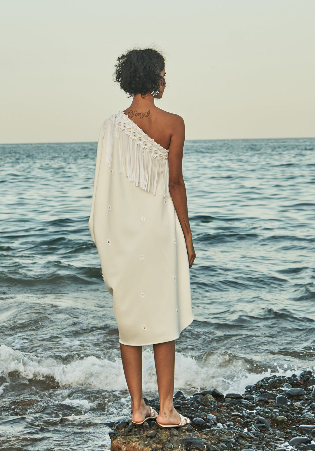 SWAY One-Shoulder Dress With Appliqué Motifs