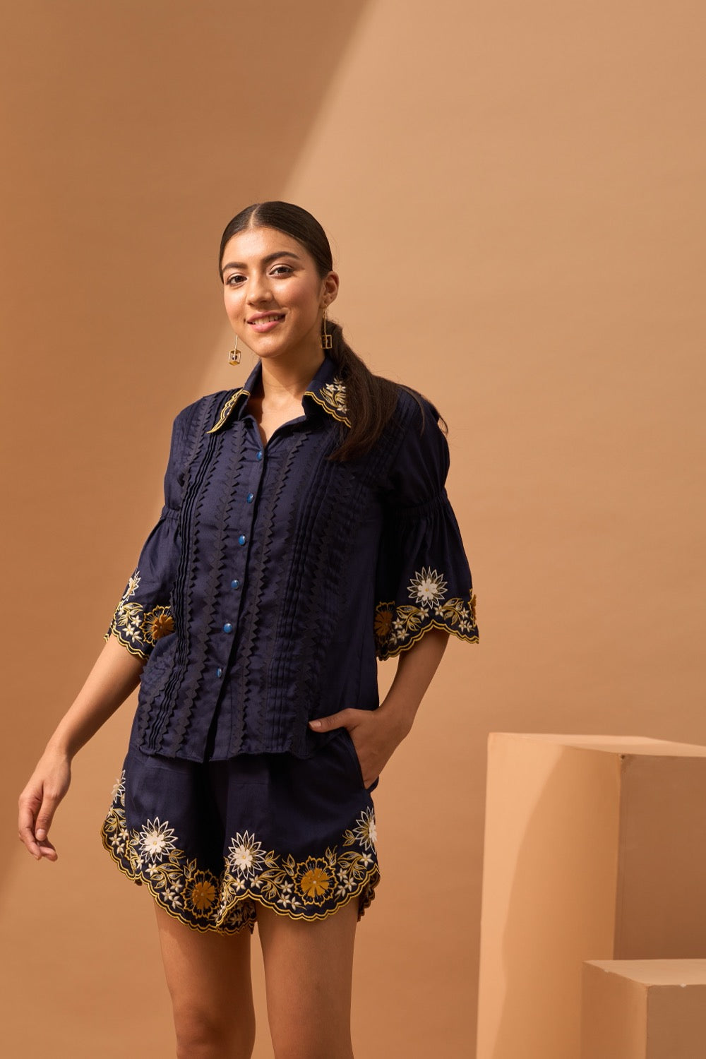 AMALFI - Embroidered Shirt And Shorts