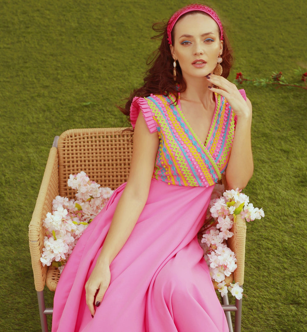 SOUL Pink Appliqué Dress With Cutouts