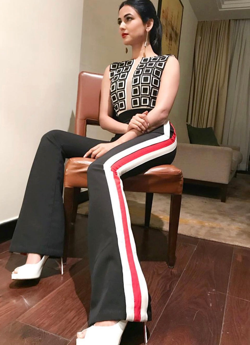 DERRY Structured Jumpsuit With Red/White Stripes