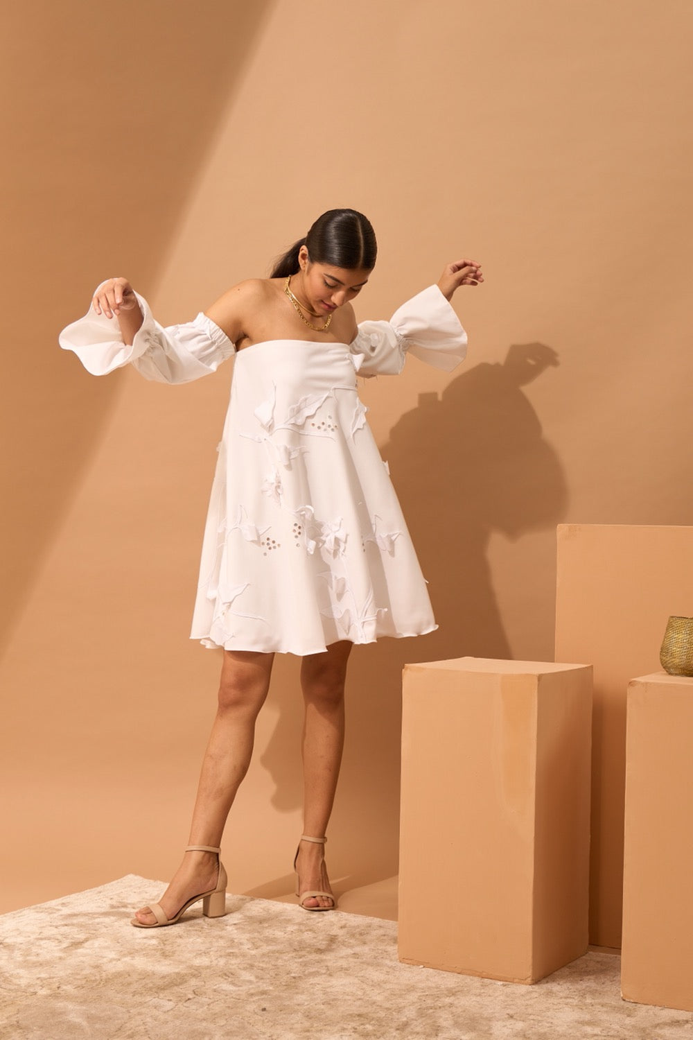 MALIA Floral Appliqué Dress