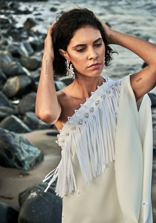 SWAY One-Shoulder Dress With Appliqué Motifs