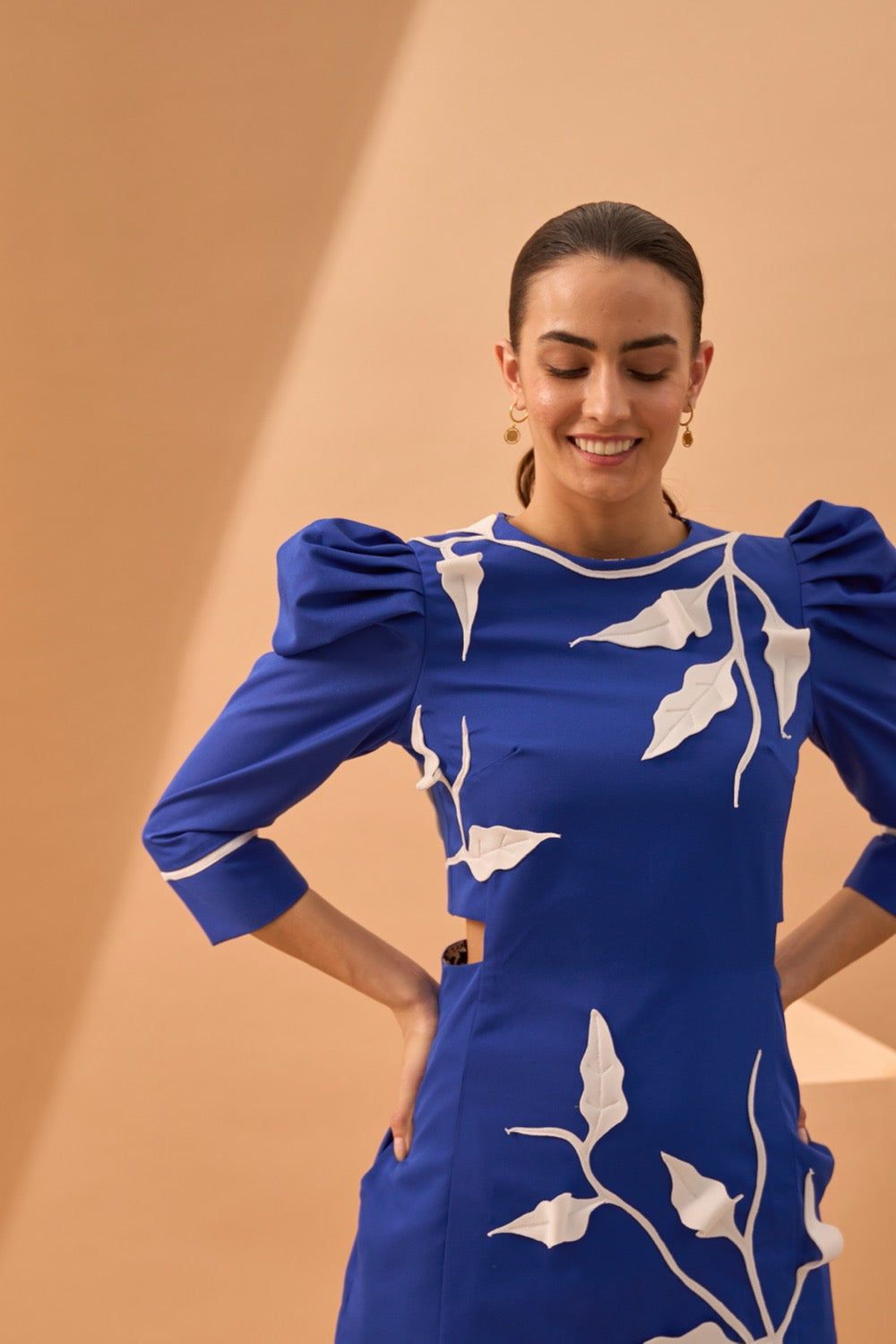 AMORE Structured Dress With Botanical Appliqué
