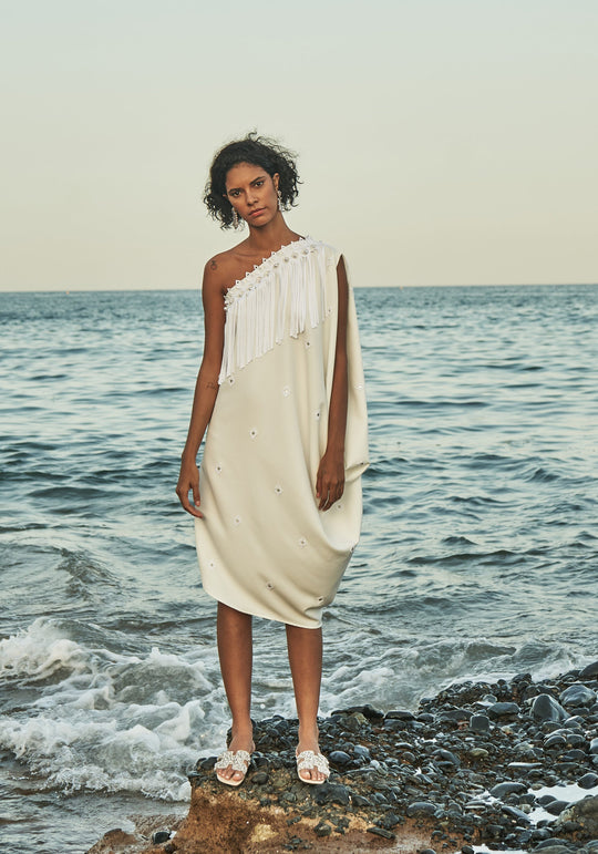 SWAY One-Shoulder Dress With Appliqué Motifs