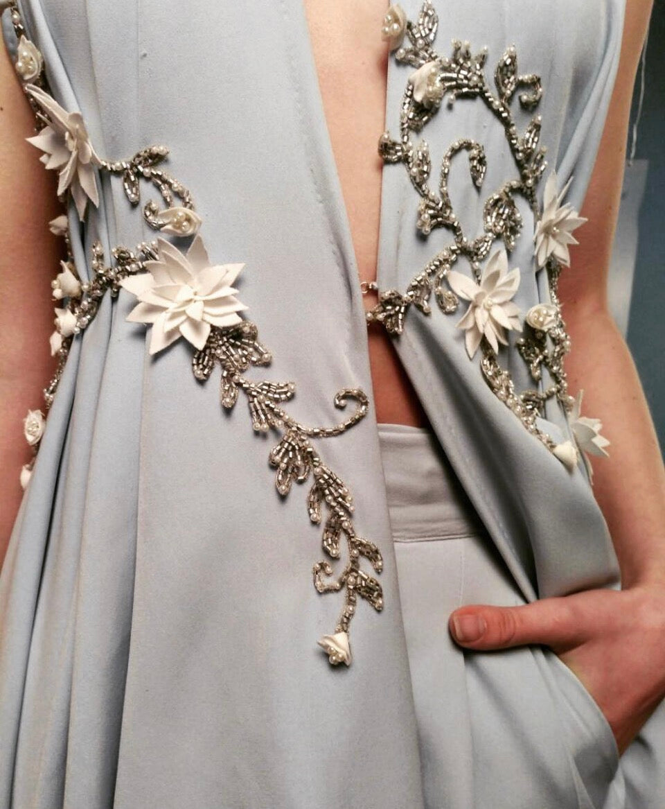 AVA Deconstructed Draped Jacket With Embroidery And Pants