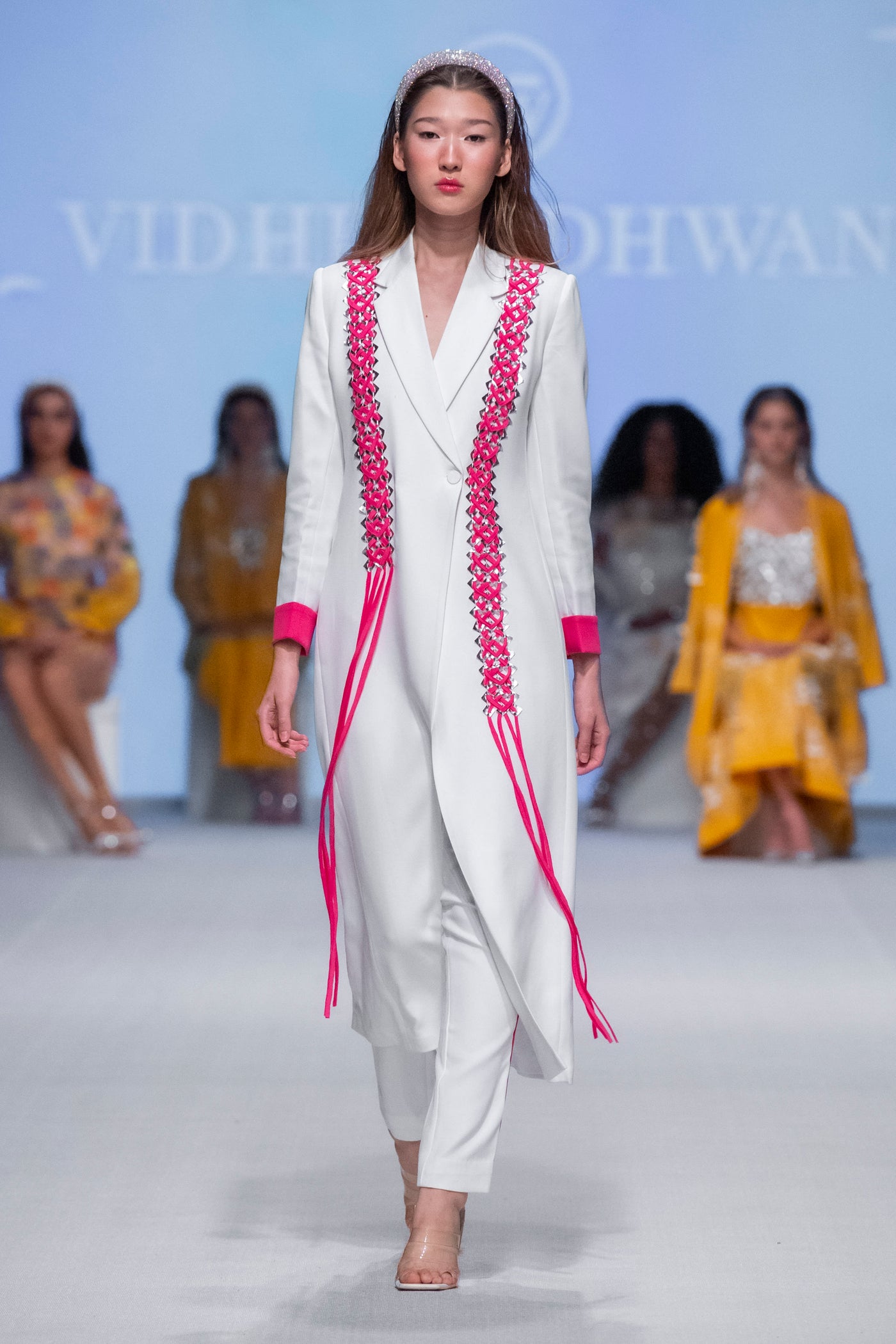 CILO Blazer Suit With Pink Woven Fringe