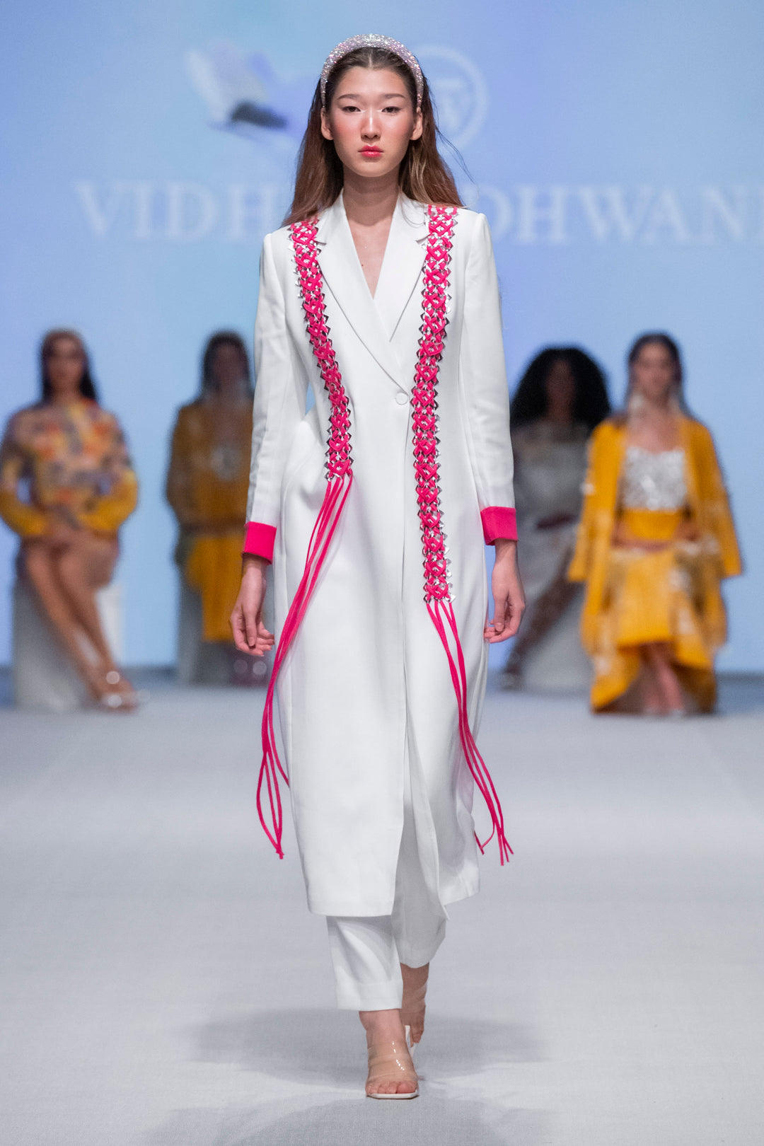 CILO Blazer Suit With Pink Woven Fringe