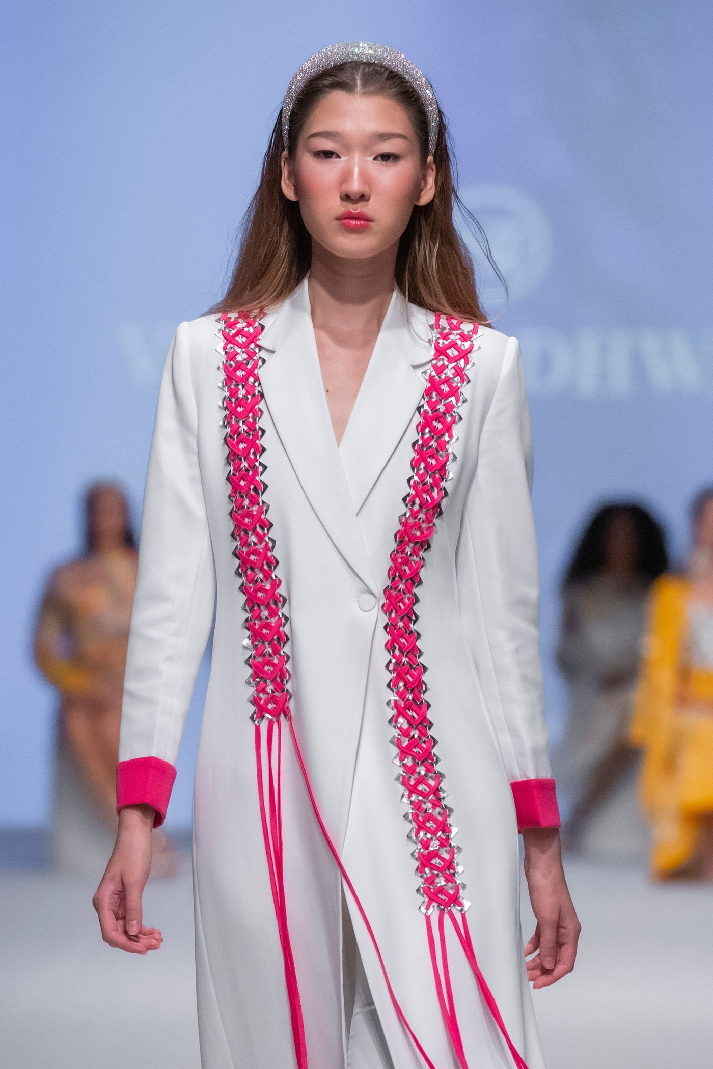 CILO Blazer Suit With Pink Woven Fringe
