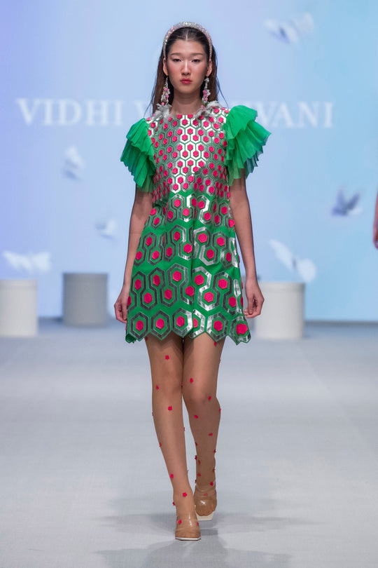 SULA Trapeze Dress With Metallic Applique