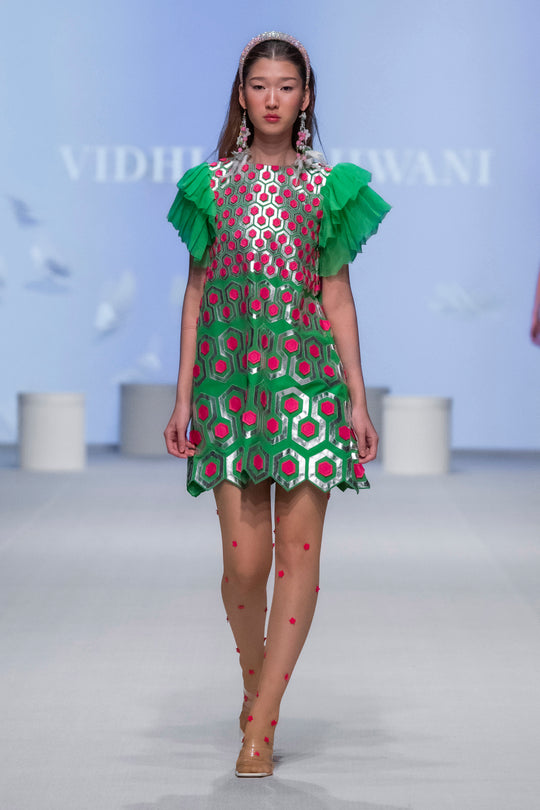 SULA Trapeze Dress With Metallic Applique
