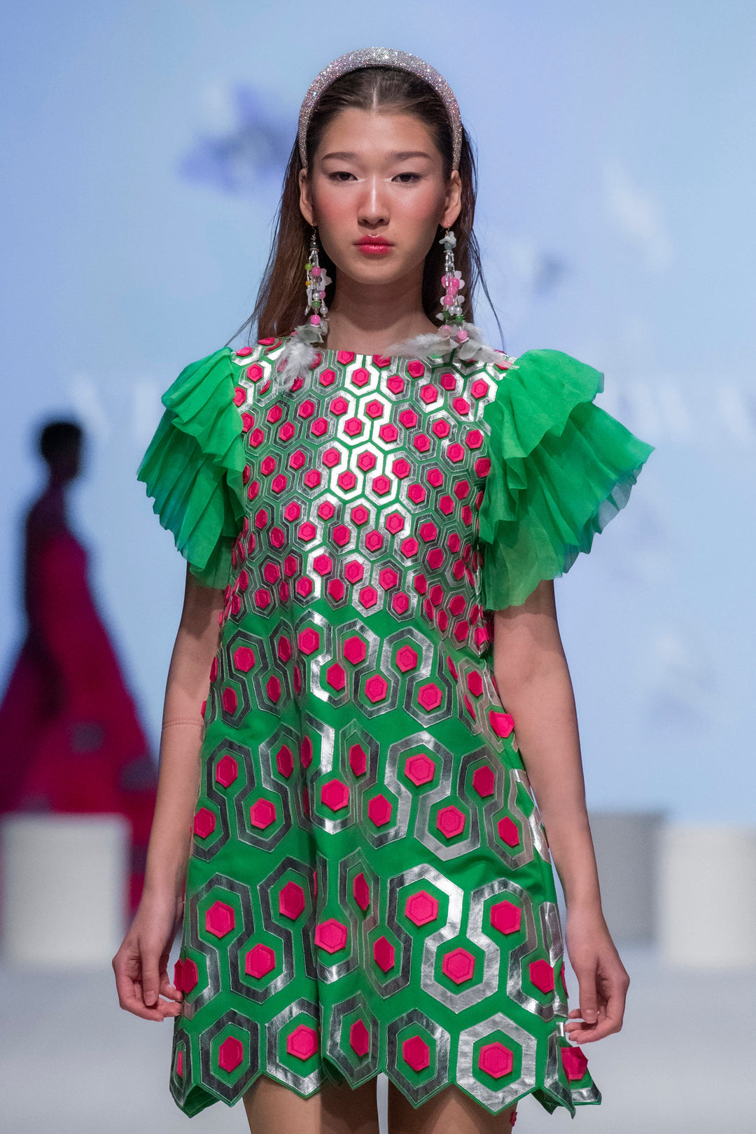 SULA Trapeze Dress With Metallic Applique