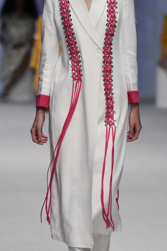 CILO Blazer Suit With Pink Woven Fringe
