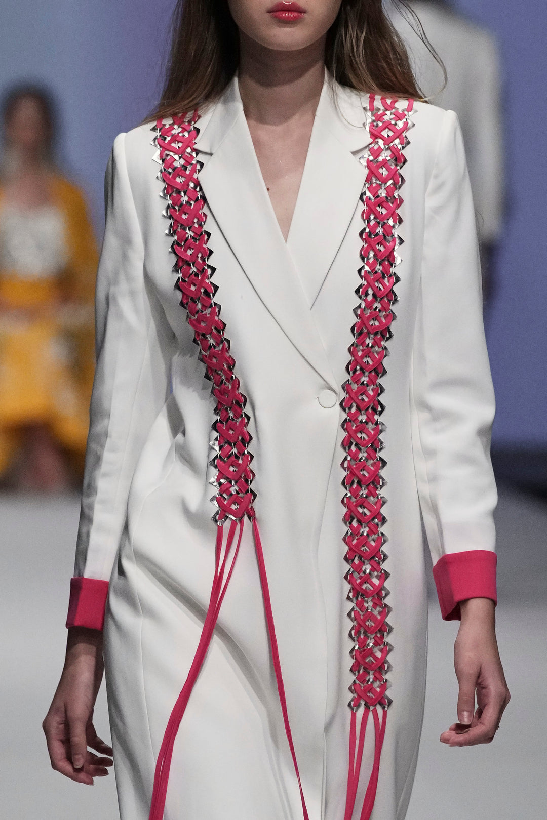 CILO Blazer Suit With Pink Woven Fringe