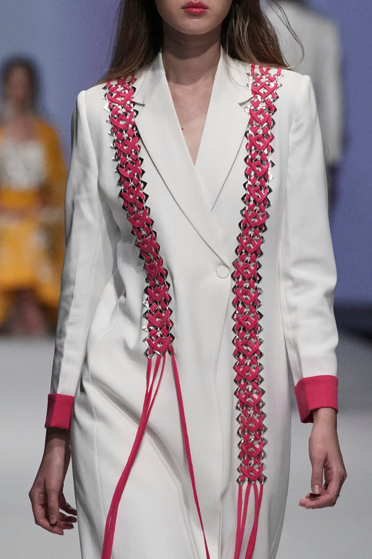CILO Blazer Suit With Pink Woven Fringe