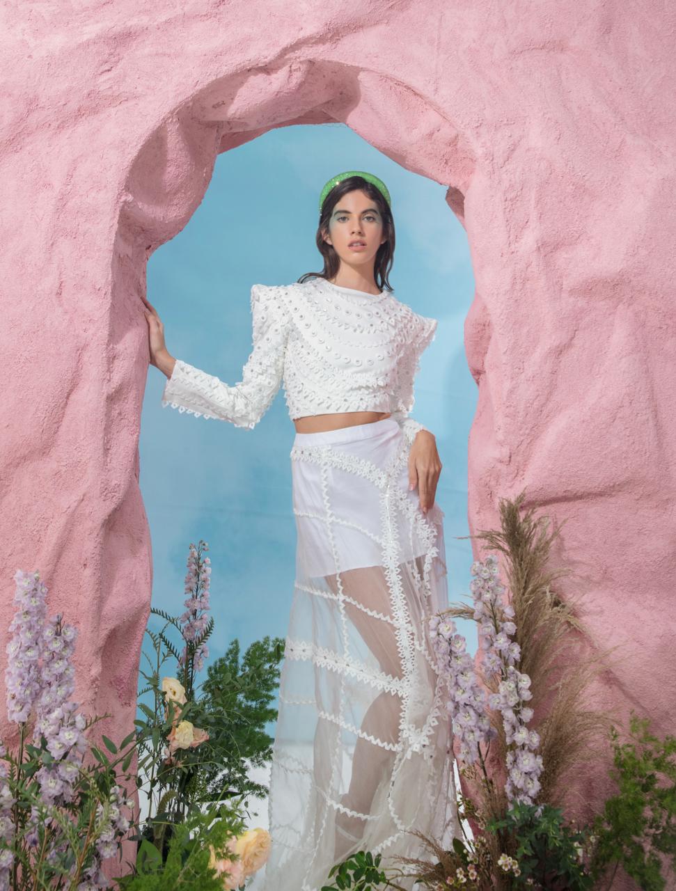 YAYA structured top and skirt
