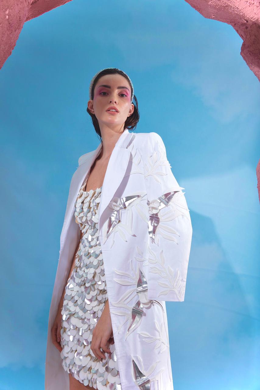 HAWAI Blazer With 3D Botanical Applique