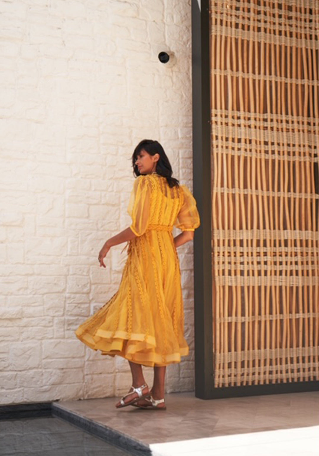 ALIZA Organza Floral Appliqué Dress