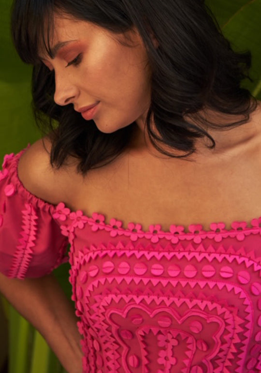 RANIA Sculpted Appliqué Dress